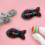 Personalised Christmas Tartan Cat Fish Toy, thumbnail 1 of 4