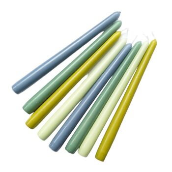 Eight Tapered Dinner Green And Blue Colour Mix Candles | Scandi Colours, 3 of 3