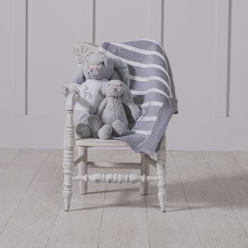 Personalised Striped Baby Blanket And Bunny Toy, 4 of 7