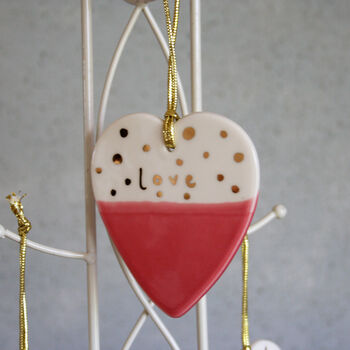 Ceramic Hanging Pink Love Heart Decoration, 3 of 3