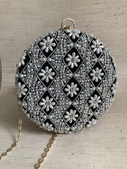 Black Pearl Circular Bangle Handcrafted Clutch Bag, 2 of 7
