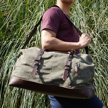Unisex Canvas Duffle Travel Weekender Bag, 3 of 12