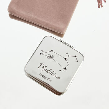 Engraved Constellations Silver Compact Mirror, 3 of 8