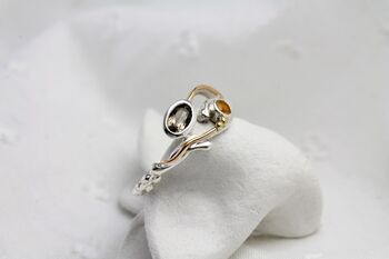 Smokey Quartz And Citrine Dainty Silver Ring, 5 of 9