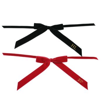 Narrow Velvet Bow – Embroidered With Initials Place Setting Bow, 3 of 9