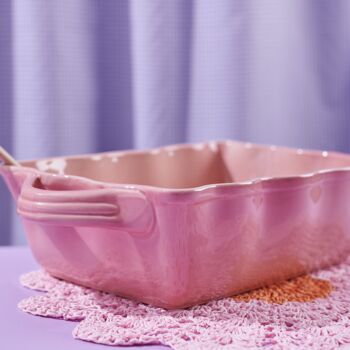Pink Fluted Stoneware Oven Dish, 5 of 6