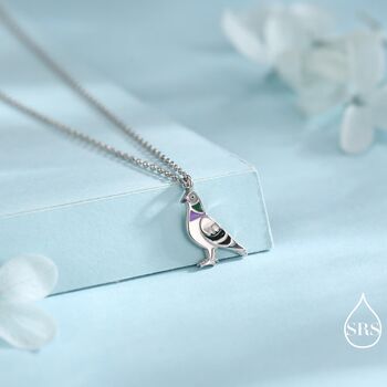 Pigeon Pendant Necklace In Sterling Silver, 2 of 11