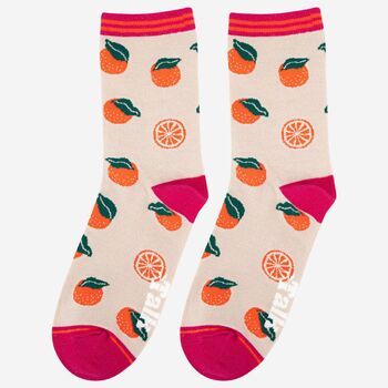 Womens Orange Fruit Bamboo Socks, 2 of 5
