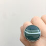 Banded Green Agate Gemstone Ring Set In Sterling Silver, thumbnail 2 of 5