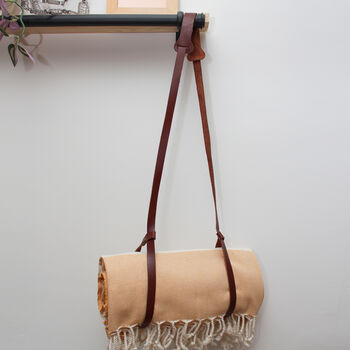 Personalised Cotton Beach Towel And Leather Carrier Strap, 3 of 12