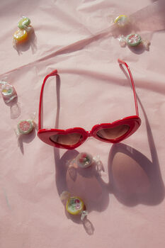 Red Chunky Oversized Heart Sunglasses, 5 of 6