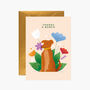 Dog With Flowers Thank You Greeting Card, thumbnail 2 of 2