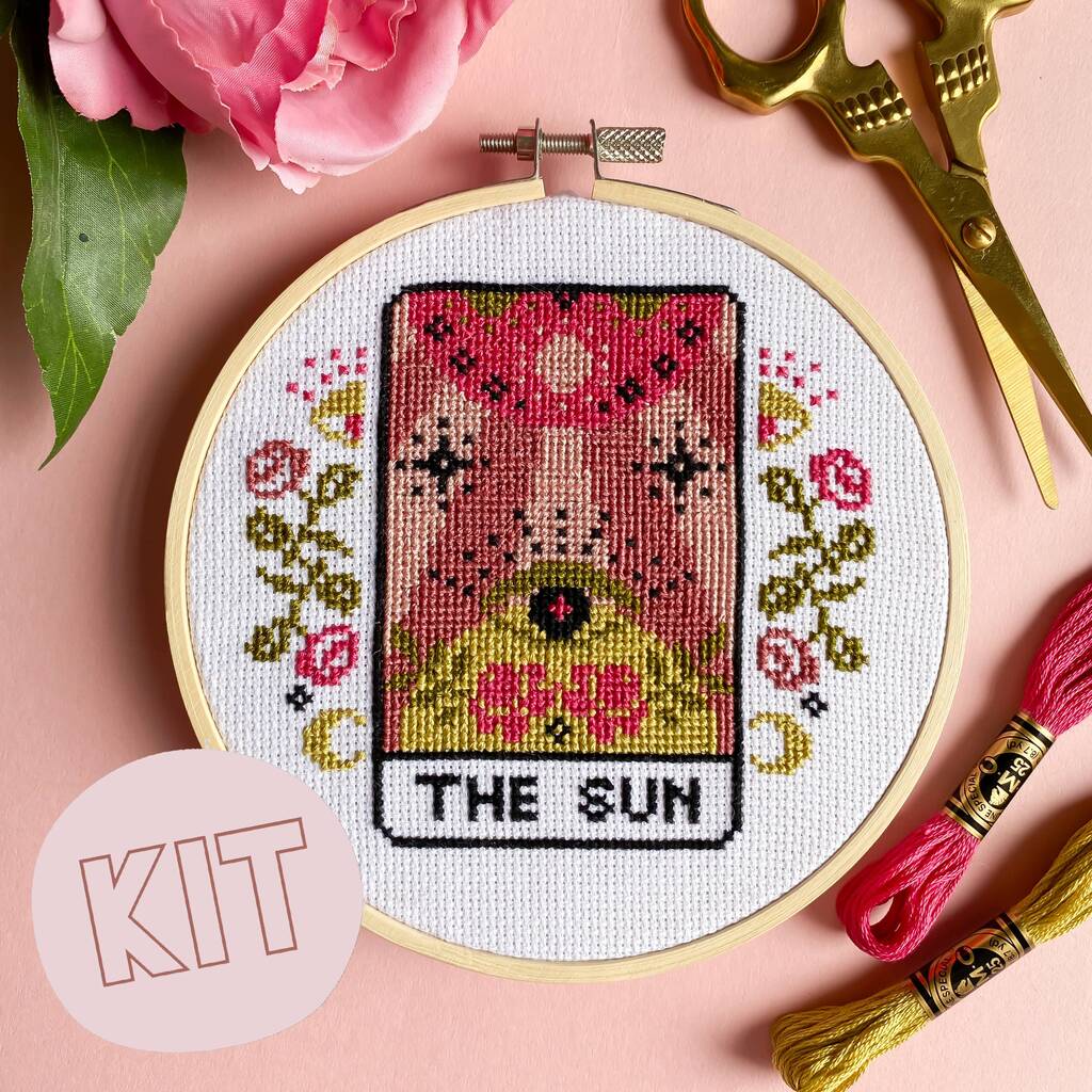'The Sun' Tarot Cross Stitch Kit, 1 of 3
