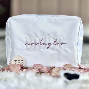 Personalised Embroidered Bride Pouch, 3 of 7