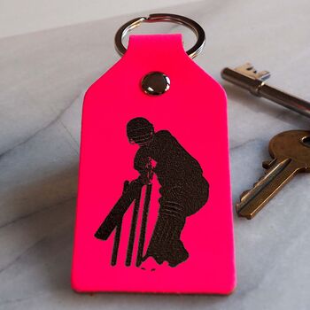 Cricket Lover's Leather Key Ring, 6 of 12