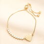 Stainless Steel Crystal Heart Charm Bracelet In Gold Plating, thumbnail 1 of 3