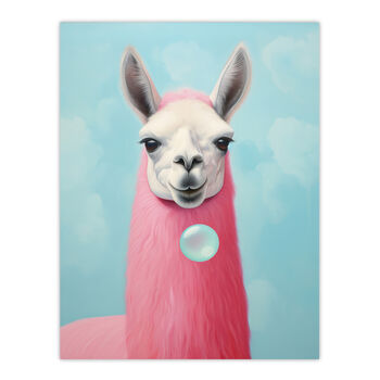 Llama Bubbles Fun Vibrant Animal Pink Wall Art Print, 6 of 6