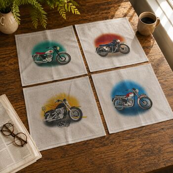 Set Of Four Handkerchiefs With Classic Motorbikes Gift For Biker, 6 of 12
