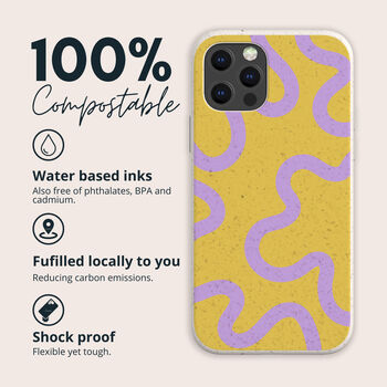 Yellow Swirl Eco Friendly, Biodegradable Phone Case, 2 of 8