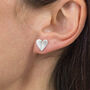 Sterling Silver Folded Heart Stud Earrings, thumbnail 2 of 5