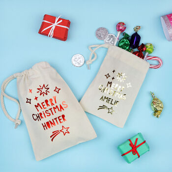 Personalised Merry Christmas Treat Bag, 2 of 3