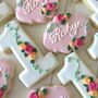 1st Birthday Floral Iced Biscuits / 12 Iced Biscuits, thumbnail 3 of 4