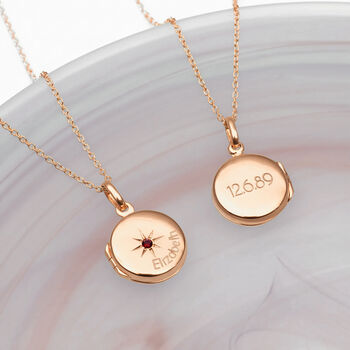 Personalised 18ct Rose Gold Plated Birthstone Locket, 2 of 6