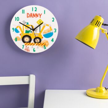 Children's Personalised Digger Bedroom Clock, 3 of 4