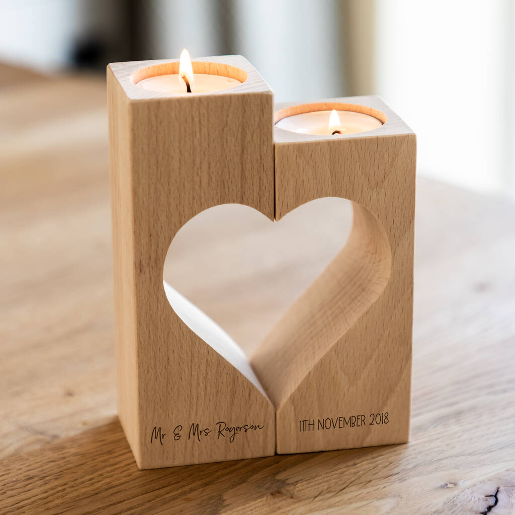 Personalised Wedding Anniversary Gift Candle Holder Set, 1 of 4