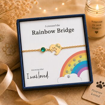Personalised Dog Paw Print Bracelet Engraved With Birthstone, 4 of 10