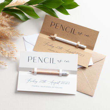 Simple Elegance 'Pencil Us In' Save The Date, 2 of 4