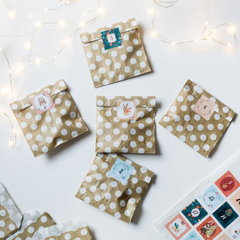 Woodland Christmas Advent Calendar Stickers And Bags, 7 of 10