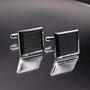 Silver Grey Square Cufflinks Luxury Mens Gift, thumbnail 4 of 6