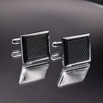 Silver Grey Square Cufflinks Luxury Mens Gift, 4 of 6