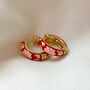 Enamel Floral Chunky Hoop Earrings Red, thumbnail 1 of 2