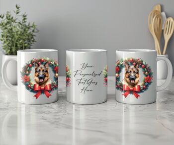 Personalised German Shepherd Christmas Wreath Dog Mug, 2 of 2