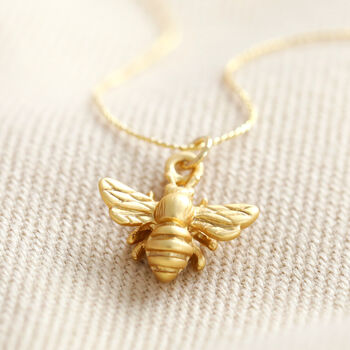 Delicate Tiny Gold Plated Bumblebee Pendant Necklace, 2 of 5
