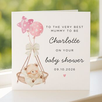 Personalised Pink Baby Shower Card For Mummy To Be, 6 of 8