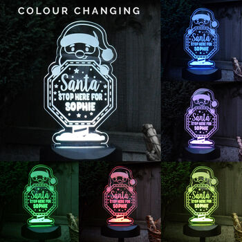 Personalised Santa Stop Here Sign Outdoor Solar Light, 3 of 3