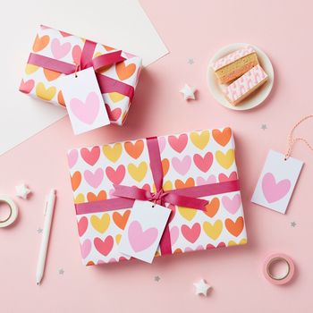 Pink Heart Wrapping Paper Set By Studio 9 Ltd | notonthehighstreet.com