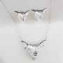 Highland Cow Earrings In Silver Or Rose Gold Plate, thumbnail 3 of 5