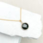 Agate Round Black Real 18k Gold Plated Necklace, thumbnail 2 of 3