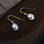 Sterling Silver Freshwater Pearl Huggie Drop Hook Earrings, thumbnail 3 of 12