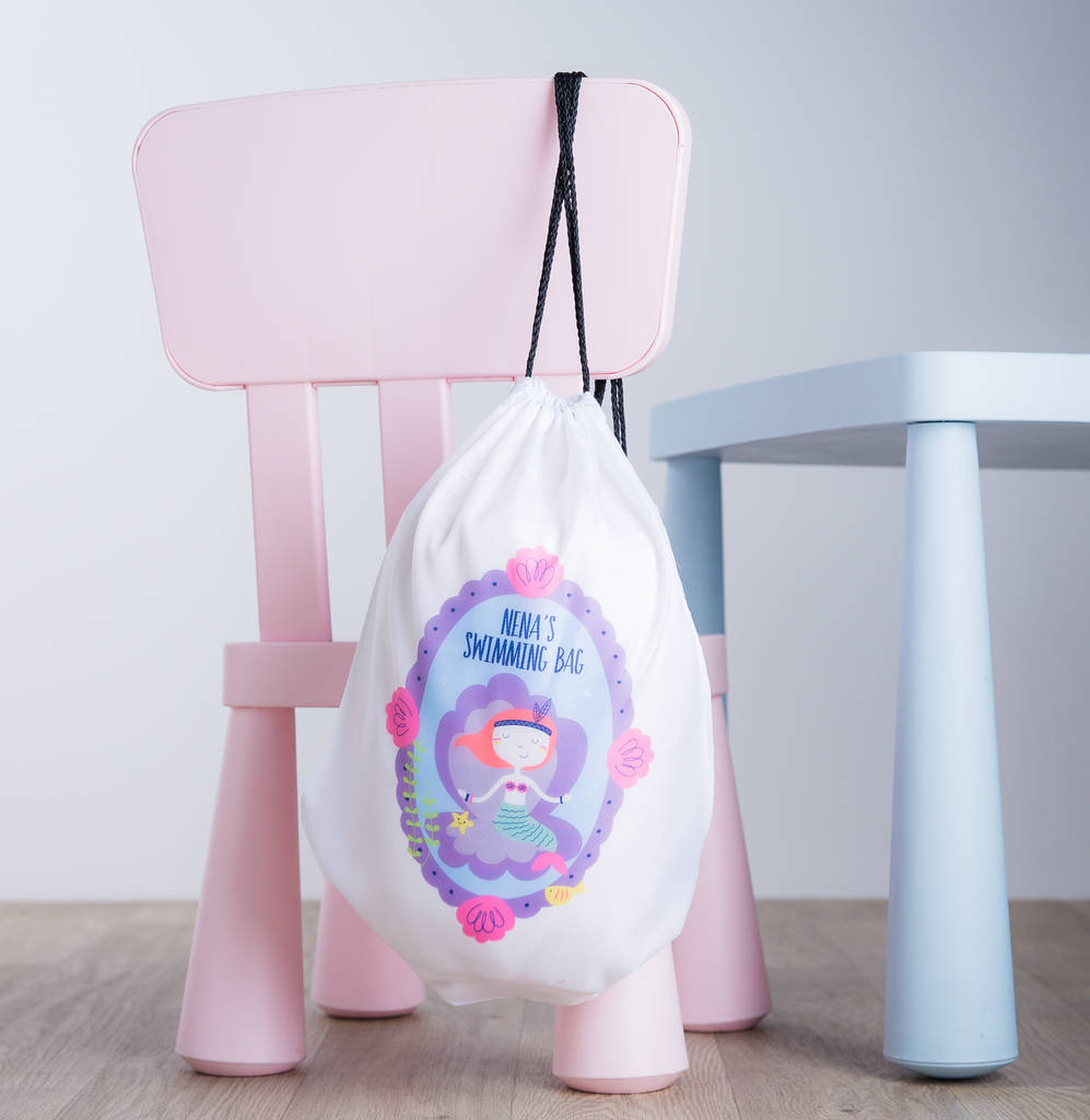 personalised mermaid drawstring swimming bag by paper craze