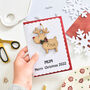 Personalised Reindeer Decoration Name Xmas White Card, thumbnail 1 of 3
