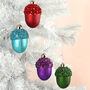 G Decor Glittery Glass Acorn Christmas Tree Ornaments, thumbnail 1 of 7