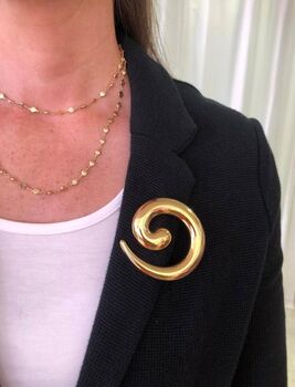 Swirl Statement Brooch In Gold Or Silver, 2 of 7