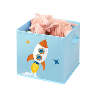 Set Of Three Blue Fabric Cube Toy Storage Boxes Bins, 6 of 6