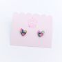 Hand Painted Abstract Wonky Heart Stud Earrings, thumbnail 6 of 8