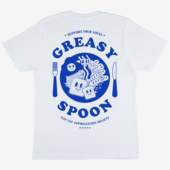 Support Your Local Greasy Spoon T Shirt In White, 2 of 2